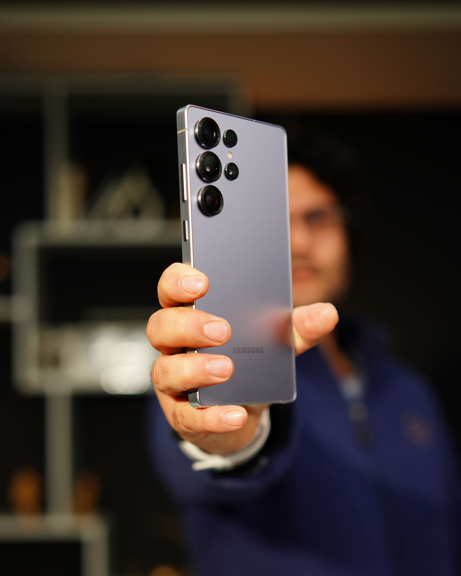 A real Samsung Galaxy Ultra smartphone held in a hand